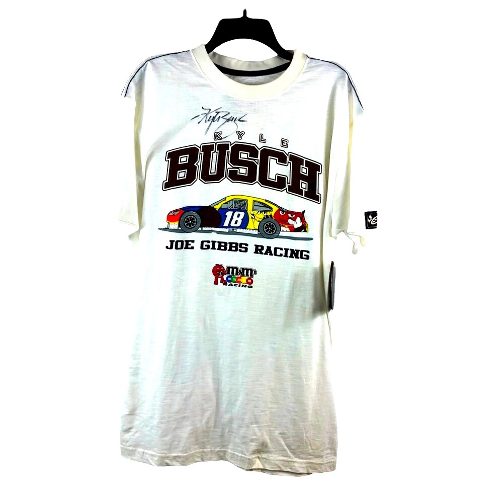 KYLE BUSH NWT Autographed  Chase Authentics T-shirt M&M Racing NASCAR size XL